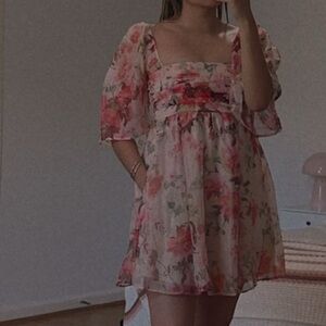 Abercrombie & Fitch Floral Mini Dress - Pink and Cream
